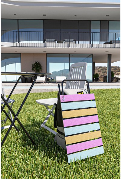 Bino Katlanır Yükseklik Ayarlı Ahşap Bahçe Kamp Piknik Balkon Masası Renkli