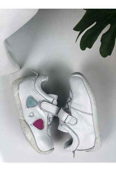 Perlina Ilk Adım Hakiki Deri Cırtlı Ayakkabı Beyaz