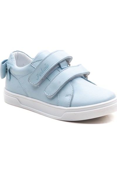 Perlina Çocuk Hakiki Deri Cırtlı Ayakkabı Mavi