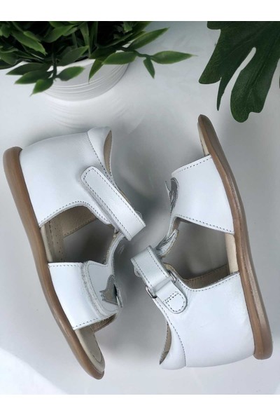 Perlina Bebe Cırtlı Hakiki Deri Ayakkabı Beyaz
