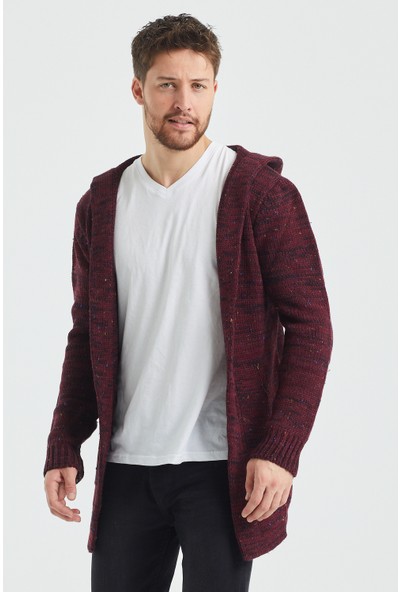 Tarz Cool Bordo Melanjlı Panço Hırka- HRK2145R01S