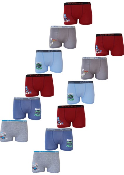 12LI Erkek Çocuk Renkli Baskılı Boxer Külot 1005 modelleri