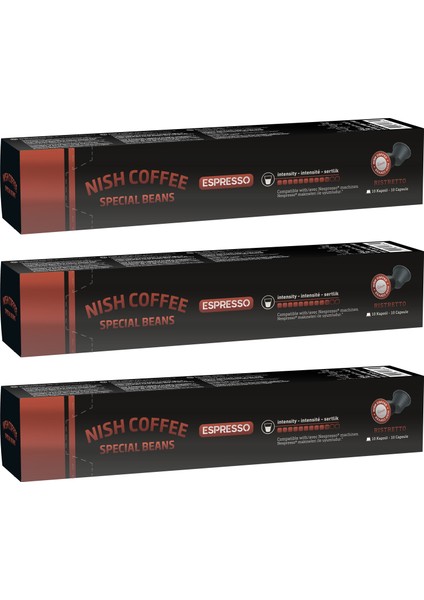 Nish Kahve Nespresso Uyumlu Kapsül Kahve 10 Ristretto x 3