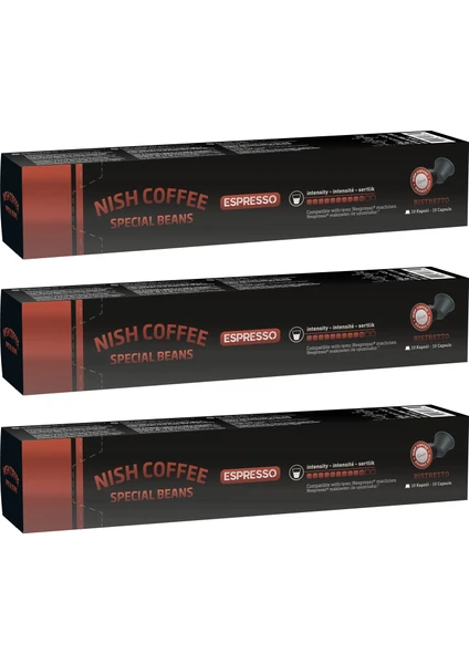 Nish Kahve Nespresso Uyumlu Kapsül Kahve 10 Ristretto x 3