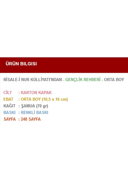 Gençlik Rehberi (Orta Boy) fiyatları