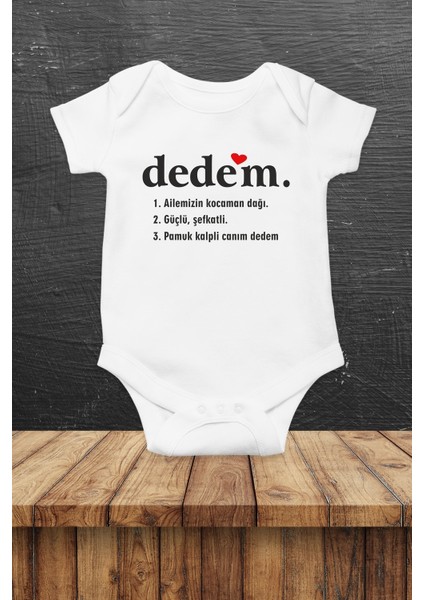 Dedem Baskılı Yarım Kollu Bebek Body & Zıbın