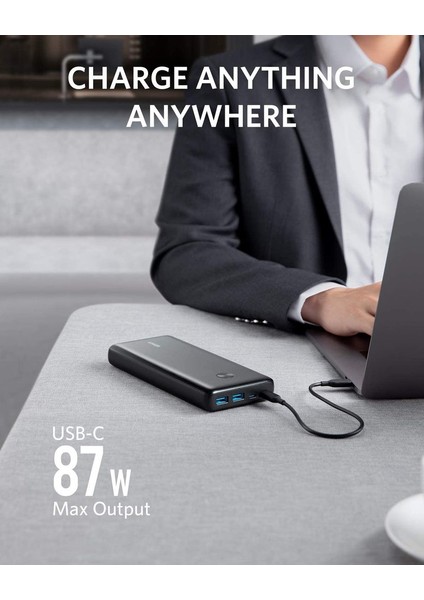 PowerCore III Elite 25600 mah 87W USB-C PD Taşınabilir Şarj Cihazı - Notebook ve Tablet Uyumlu - A1291 (Anker Türkiye Garantili)