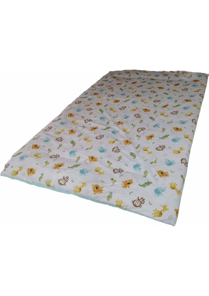 100X150 cm Pamuklu Kumaştan Bebek Yorganı (Safari Hayvanları Desen/mint Yeşil) fiyatları