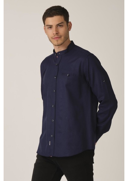 Katlanabilir Kol Regular Fit Gömlek (E21-32502)