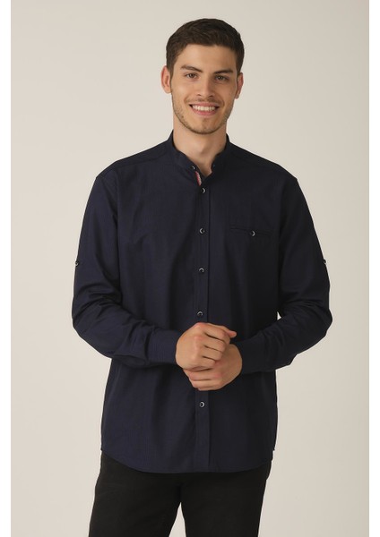Katlanabilir Kol Regular Fit Gömlek (E21-32506)