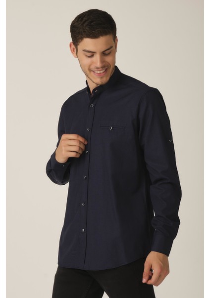 Katlanabilir Kol Regular Fit Gömlek (E21-32506)