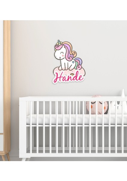 Kişiye Özel Unicorn Tasarımlı Çocuk Odası Ahşap Duvar Süsü-3