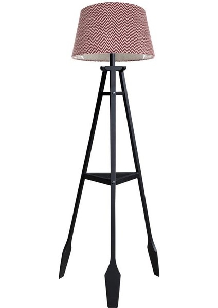 Remi 3 Ayaklı Tripod Lambader Siyah Ahşap Köşe Lambası Abajur Avize Aydınlatma Ahşap Siyah Ağaç Country Dekor Lamba Aplik Masif Doğal