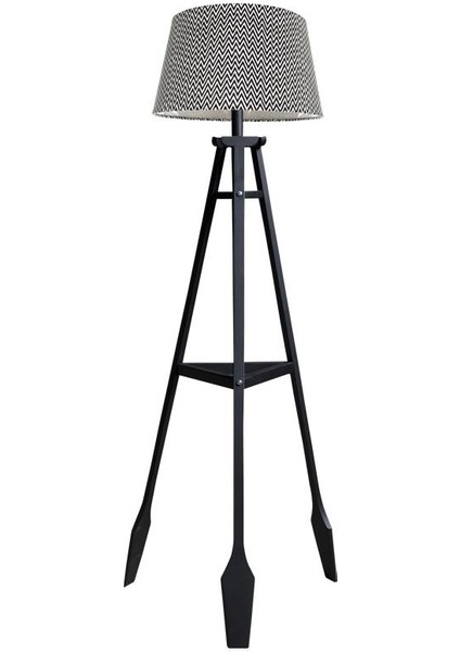 Remi 3 Ayaklı Tripod Lambader Siyah Ahşap Köşe Lambası Abajur Avize Aydınlatma Ahşap Siyah Ağaç Country Dekor Lamba Aplik Masif Doğal