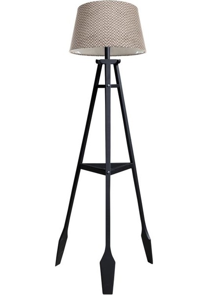 Remi 3 Ayaklı Tripod Lambader Siyah Ahşap Köşe Lambası Abajur Avize Aydınlatma Ahşap Siyah Ağaç Country Dekor Lamba Aplik Masif Doğal