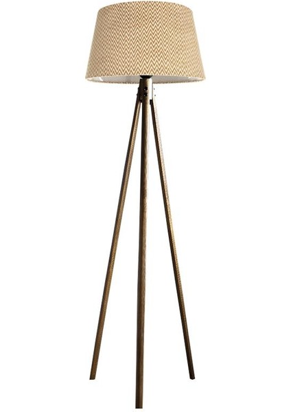 Oval 3 Ayak Tripod Lambader Abajur Köşe Lambası Ahşap Naturel Ağaç Country Dekor Lamba Aplik Masif Doğal