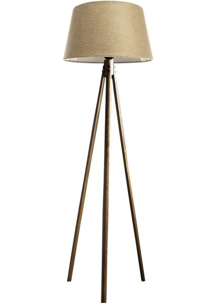 Oval 3 Ayak Tripod Lambader Abajur Köşe Lambası Ahşap Naturel Ağaç Country Dekor Lamba Aplik Masif Doğal