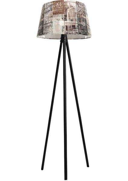 Oval 3 Ayak Tripod Lambader Abajur Köşe Lambası Ahşap Siyah Ağaç Country Dekor Lamba Aplik Masif Doğal