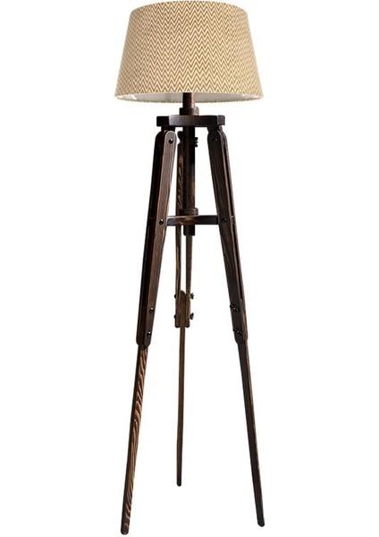 Piega Tripod Lambader Abajur Avize Aydınlatma Ahşap Ceviz Ağaç Country Dekor Lamba Aplik Masif Doğal