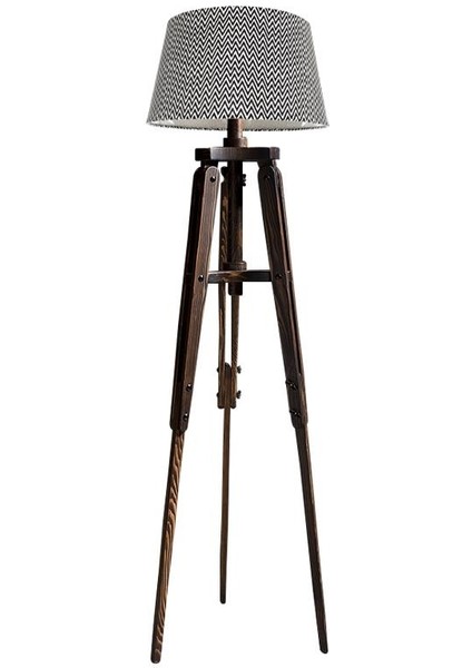 Piega Tripod Lambader Abajur Avize Aydınlatma Ahşap Ceviz Ağaç Country Dekor Lamba Aplik Masif Doğal