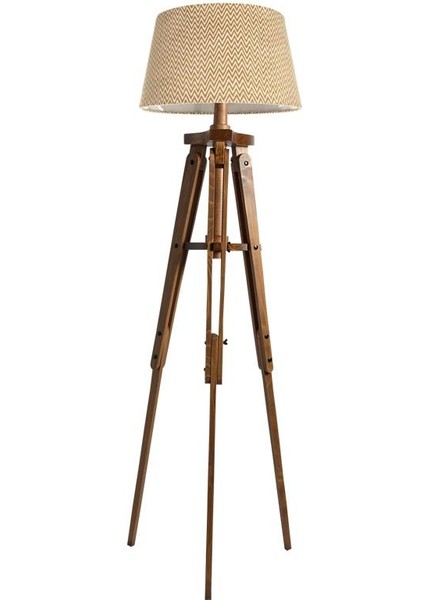 Piega Tripod Lambader Abajur Avize Aydınlatma Ahşap Naturel Ağaç Country Dekor Lamba Aplik Masif Doğal