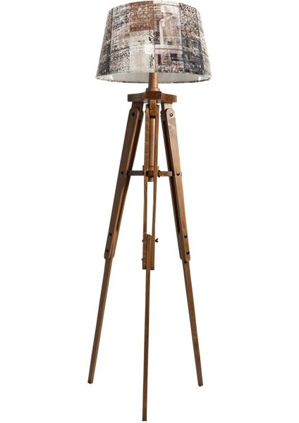 Piega Tripod Lambader Abajur Avize Aydınlatma Ahşap Naturel Ağaç Country Dekor Lamba Aplik Masif Doğal