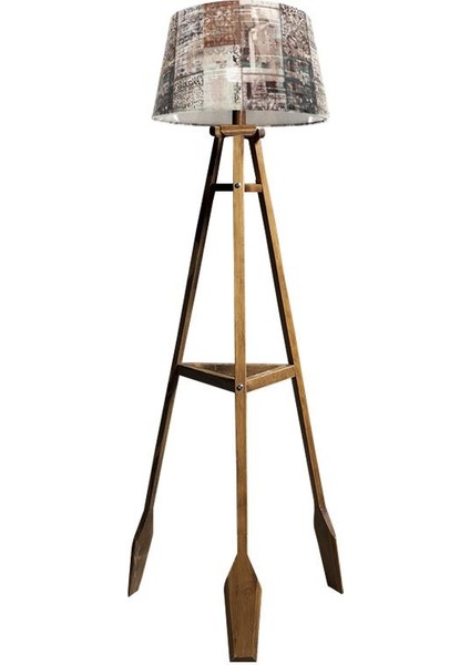 Remi 3 Ayaklı Tripod Lambader Naturel Ahşap Köşe Lambası Abajur Avize Aydınlatma Ahşap Siyah Ağaç Country Dekor Lamba Aplik Masif Doğal