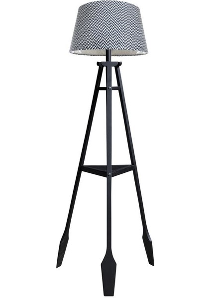 Remi 3 Ayaklı Tripod Lambader Siyah Ahşap Köşe Lambası Abajur Avize Aydınlatma Ahşap Siyah Ağaç Country Dekor Lamba Aplik Masif Doğal