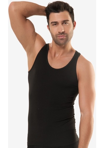 Erkek Elegant Modal Siyah Atlet 3 Lü