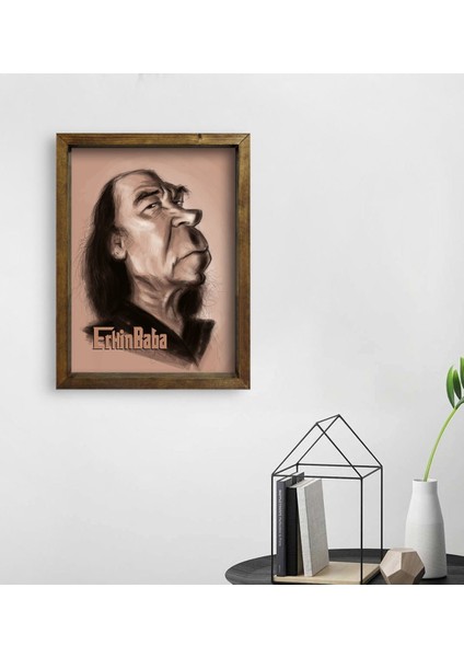 Gift Erkin Baba Tasarımlı Doğal Masif Ahşap Çerçeveli Tablo 45X65CM-2