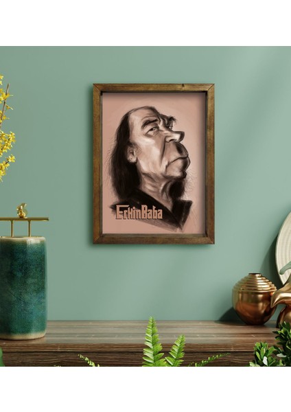 Gift Erkin Baba Tasarımlı Doğal Masif Ahşap Çerçeveli Tablo 45X65CM-2 fiyatları
