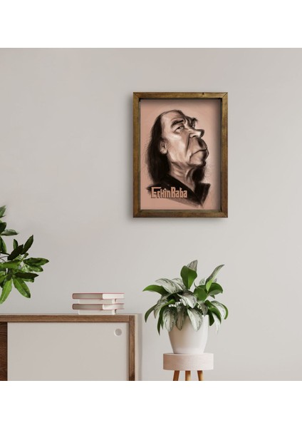 Gift Erkin Baba Tasarımlı Doğal Masif Ahşap Çerçeveli Tablo 45X65CM-2 fırsatları