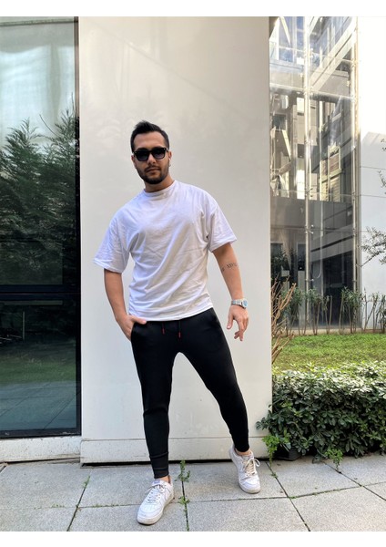 Erkek Düz Beyaz Oversize Tişört