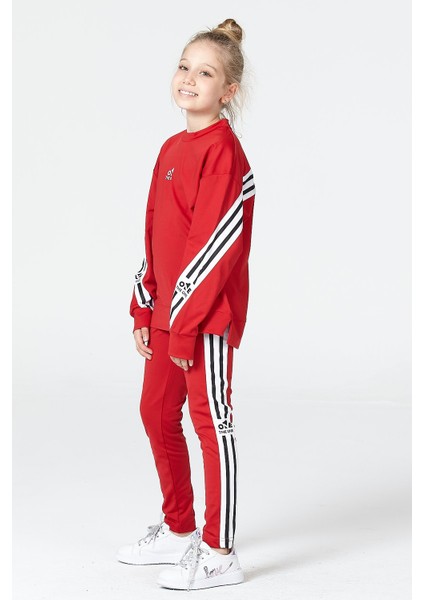 Kız Çocuk Tayt-Sweat Takımı Salaş Yırtmaçlı Şerit Detaylı fiyatları