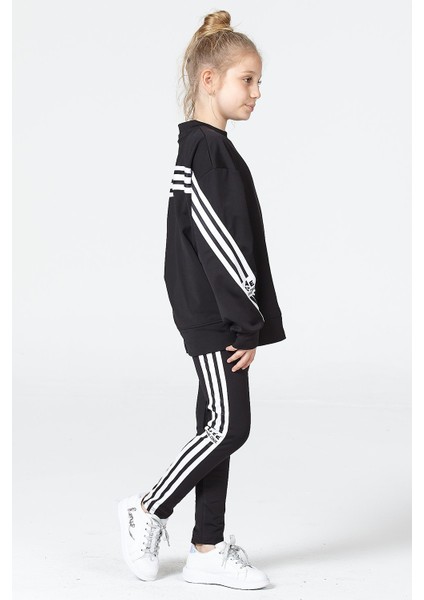 Kız Çocuk Tayt-Sweat Takımı Salaş Yırtmaçlı Şerit Detaylı indirimleri