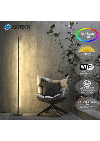 Igotech Akıllı Wifi Led Lambader - Gün Işığı Ve Rgb-Siyah