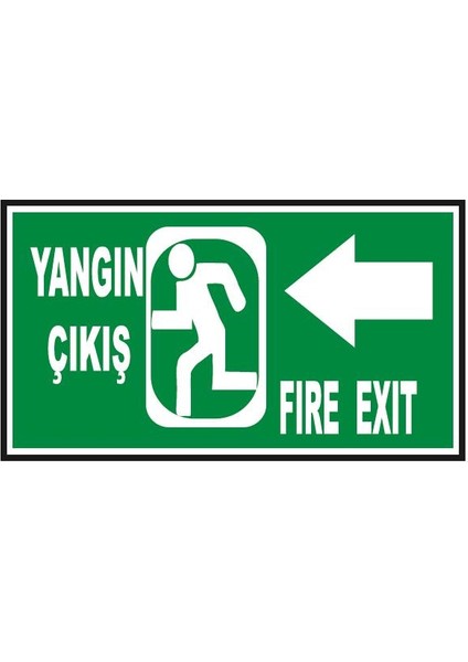 Fosforlu Yangın Çıkış- Fire Exit Levhası - Fotolümenli - Sol Yön