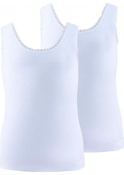 Kız Çocuk Atlet 2'li Paket 1297 - Beyaz