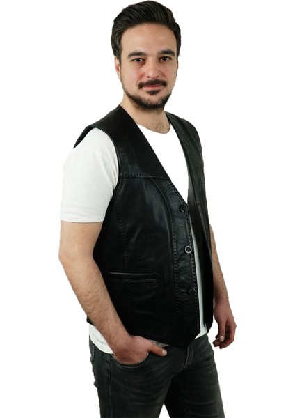 Deri Derimosa Vodi Erkek Deri Yelek