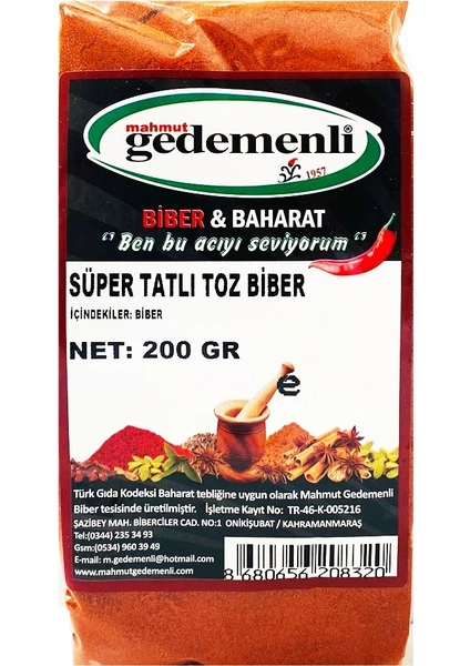 Süper Tatlı Toz Biber 200  gr