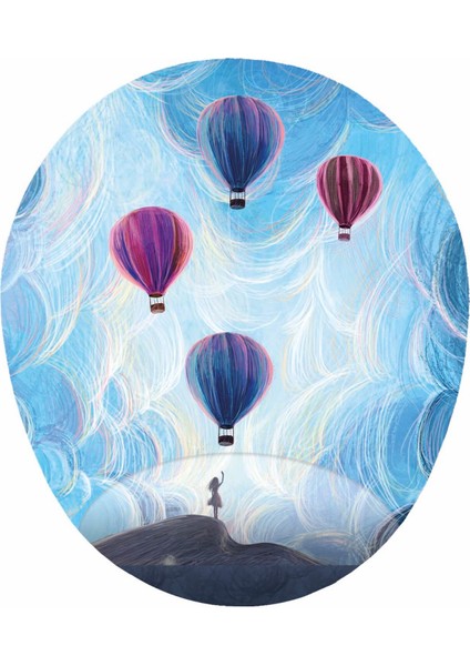 Bilek Destekli Mouse Pad - Hava Balonlarını Uğurlayan Kadın