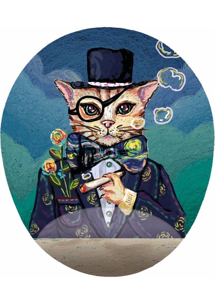 Papyon Takan Esrarengiz Kedi Görselli - Bilek Destekli Mouse Pad