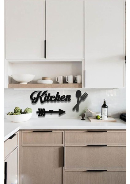 Duvar Dekoru Kitchen Temalı Lazer Kesim Mdf Tablo Seti 3 Parça