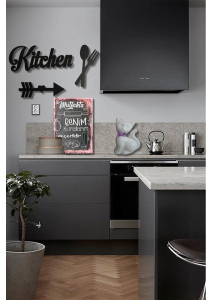 Duvar Dekoru Kitchen Temalı Lazer Kesim Mdf Tablo Seti 3 Parça