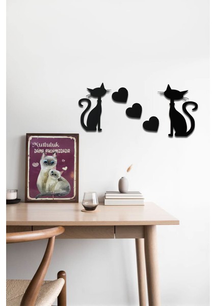 Duvar Dekoru Kedi Temalı Lazer Kesim Mdf Tablo Seti 5 Parça