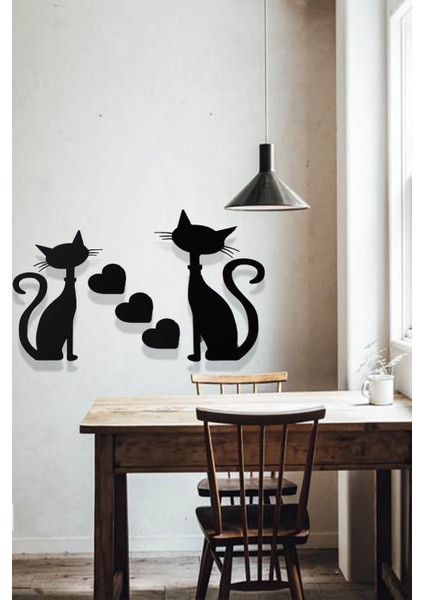 Duvar Dekoru Kedi Temalı Lazer Kesim Mdf Tablo Seti 5 Parça