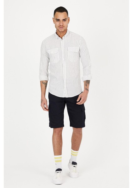 Erkek Lacivert Kargo Kapri Slim Fit Cepli Şort indirimleri