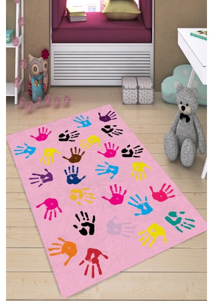 Lacivert Kutu Desenli Oval Halı (Makinada Yıkanabilir Kaymaz DotTaban) - CP551