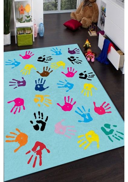 Sevimli Kedi Desenli Mor Oval Halı Makinada Yıkanabilir Kaymaz DotTaban CP822