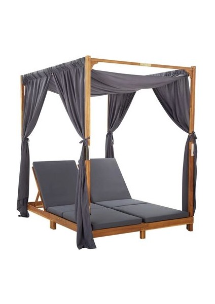 Cibinlikli Ahşap Şezlong Takımı (Antrasit)